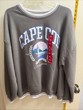 Limited Too Gray Crewneck Sweatshirt with Blue & Pink Graphic